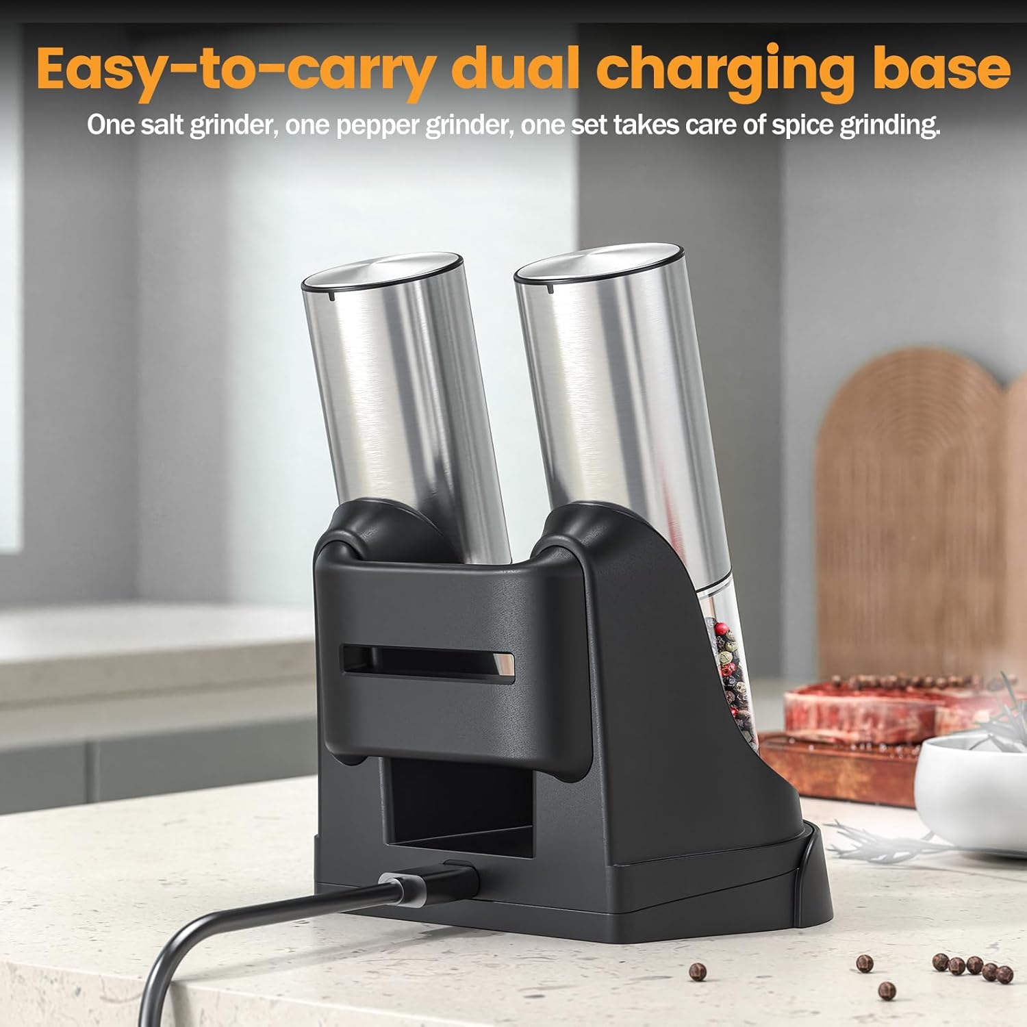 GHOST MONKEY Electric Salt and Pepper Grinder Set - Image 8